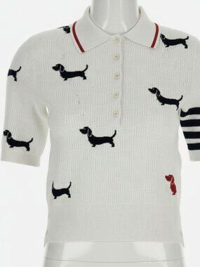 Thom Browne Women's Ivory Thom Browne-Hector Polo Shirt Top Size 40